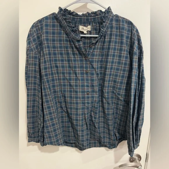 Madewell Plaid Top, Medium - Picture 1 of 7